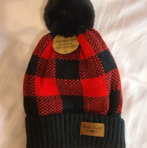 NWT PomPom Plaid Winter Hat